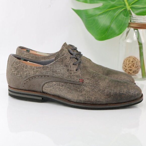 BullBoxer Mens Stanten Oxford Size 8 Gray Textured Leather Plain Toe Dress Shoe - Picture 4 of 12